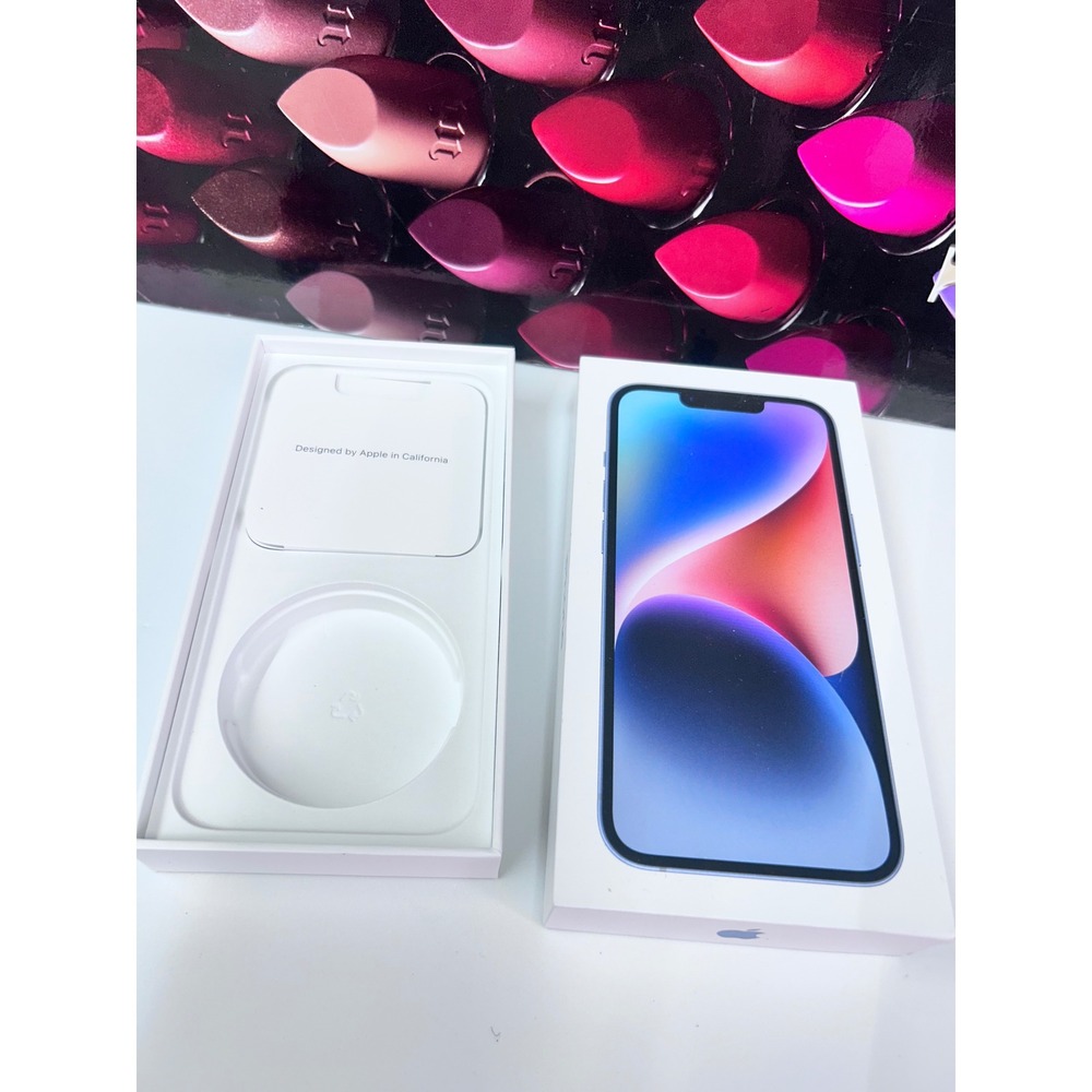 Apple iPhone 14 256GB Blue Box and AirPods with Charging Case Box Bundle Empty